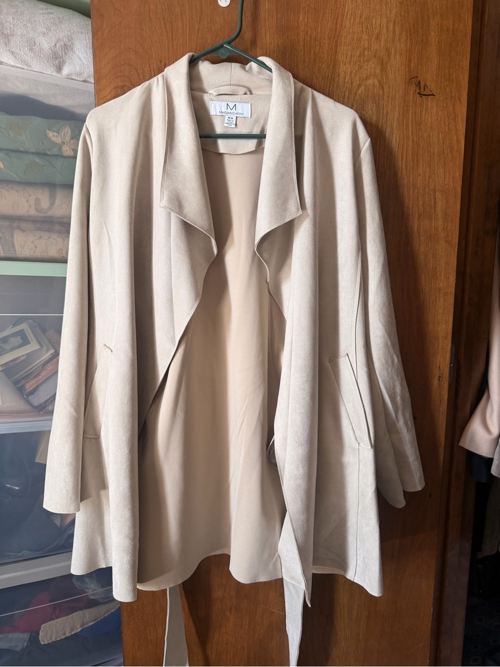 Magaschoni Soft Cream Draped Trench Coat
